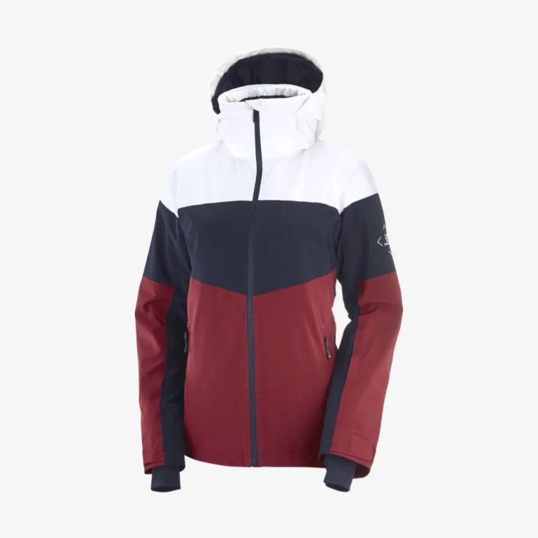 Jaquetas De Esqui Salomon Slalom Insulated Hoodie Feminino Branco Pretas Vermelhas | PT J98506